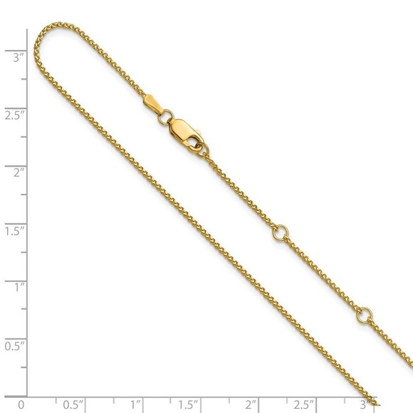 14k Yellow Gold 1.2mm D/C Spiga 1in+1in Adjustable Chain